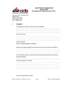 Editable Simple Joint Venture Agreement Template  Sample