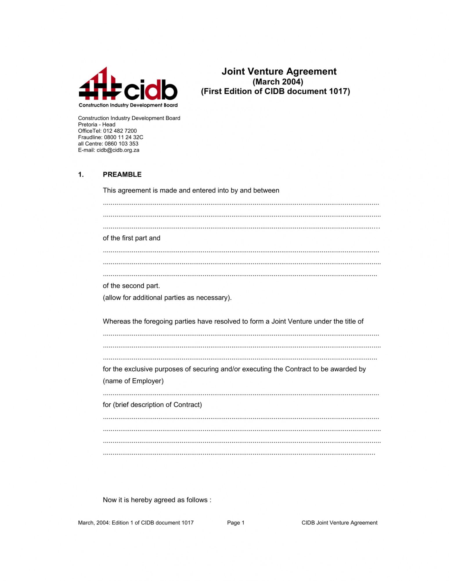 Editable Simple Joint Venture Agreement Template  Sample