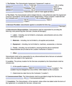 Editable Subcontractor Non Compete Agreement Template Word Sample