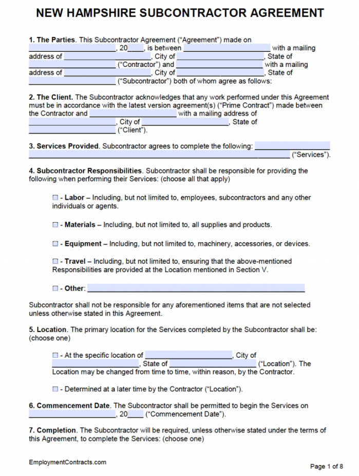 Editable Subcontractor Non Compete Agreement Template Word Sample