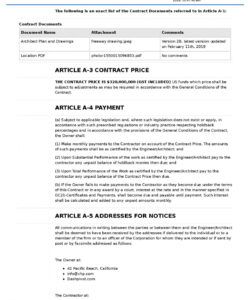 Free Construction Contractor Agreement Template Word Example