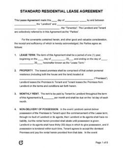 Free Lease Agreement For House Rental Template  Example