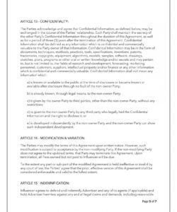Free Simple Influencer Agreement Template Doc Example