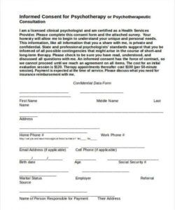 Printable Informed Consent Form Template For Counseling Word Example