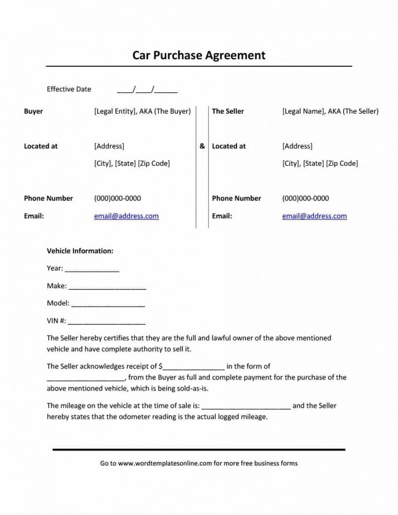 Vehicle Lease Agreement Template Pdf Example