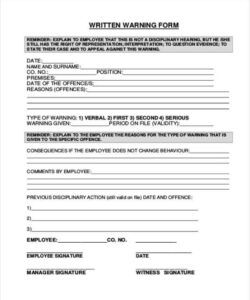 Best Verbal Warning Form Template Pdf Sample