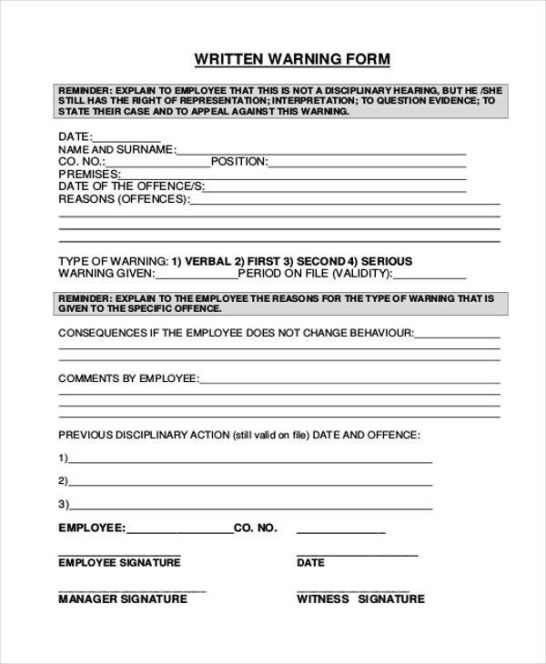 Best Verbal Warning Form Template Pdf Sample