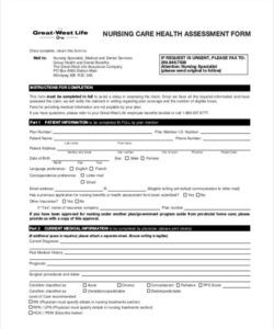 Printable Care Needs Assessment Form Template Excel Example