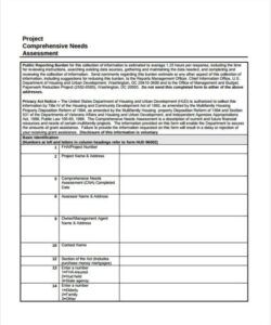 Printable Care Needs Assessment Form Template  Sample