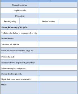 Printable Employee Warning Form Template  Example