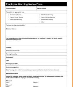 Professional Employee Warning Form Template Excel