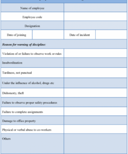 Professional Written Warning Form Template  Sample