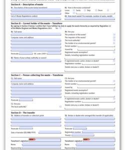 Waste Disposal Form Template  Sample