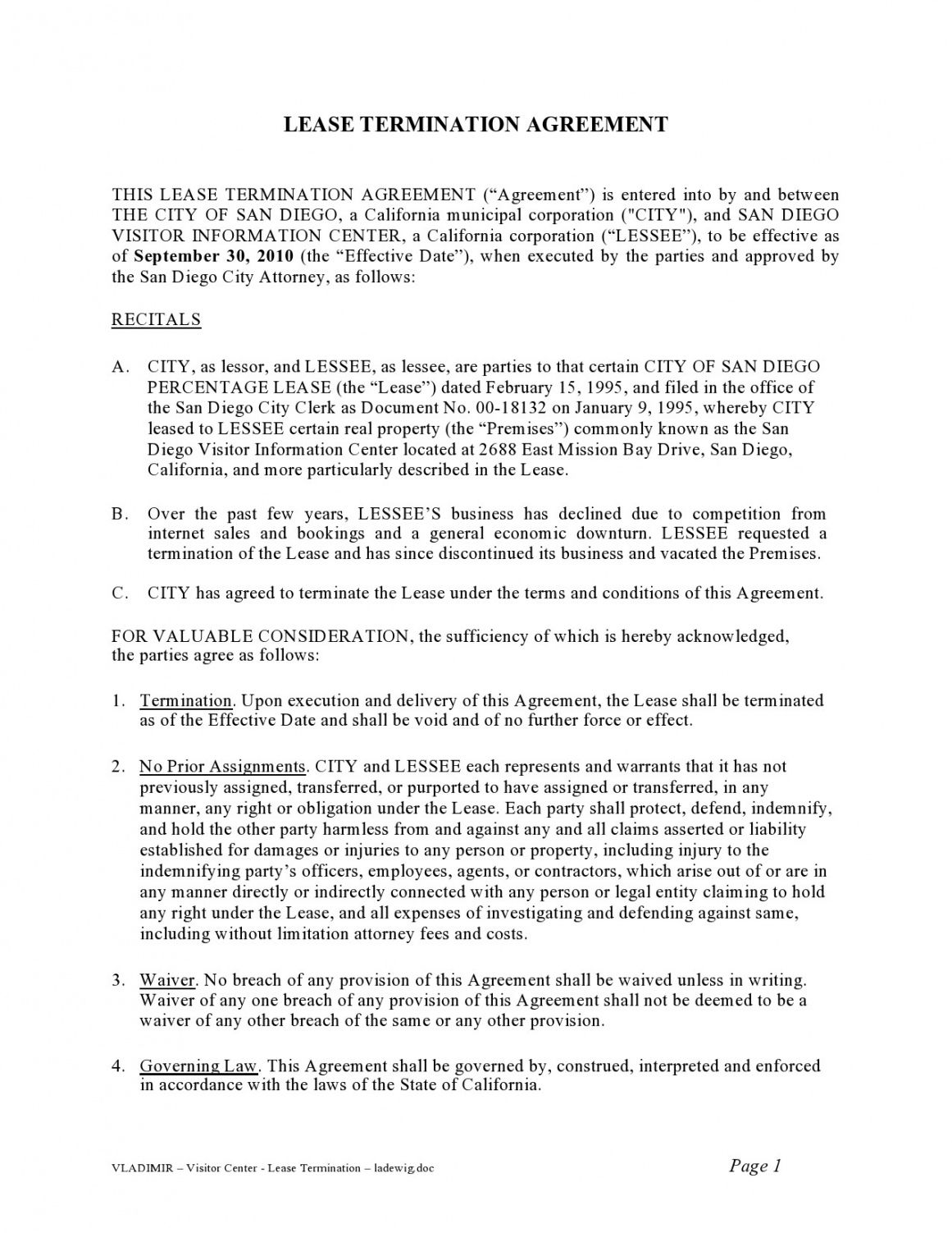 Best Early Lease Termination Agreement Template Pdf Sample