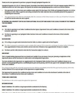 Editable Exclusive Right To Sell Agreement Template Doc Sample