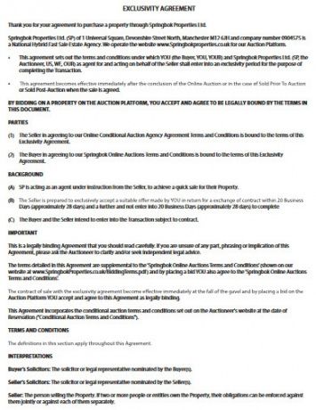 Editable Exclusive Right To Sell Agreement Template Doc Sample