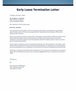 Free Early Lease Termination Agreement Template