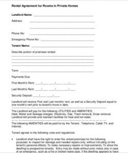 Free Rent A Room Lease Agreement Template  Sample