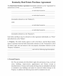 Printable For Sale By Owner Purchase Agreement Template  Sample