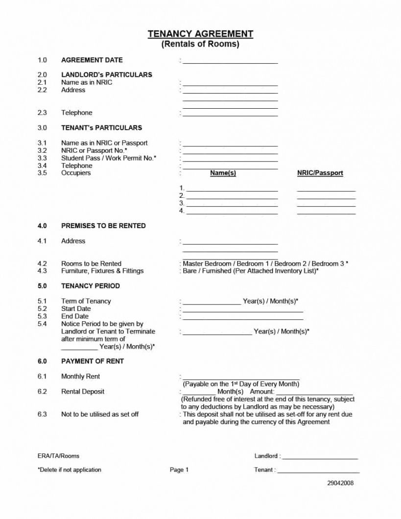 Printable Rent A Room Lease Agreement Template  Example