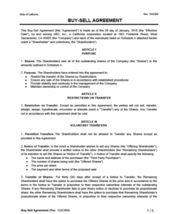 Printable Small Business Partnership Buyout Agreement Template Pdf Example