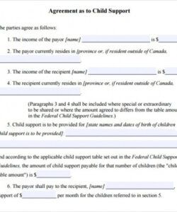 Printable Voluntary Child Support Agreement Letter Template Excel Example