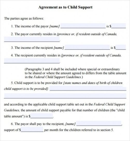 Printable Voluntary Child Support Agreement Letter Template Excel Example