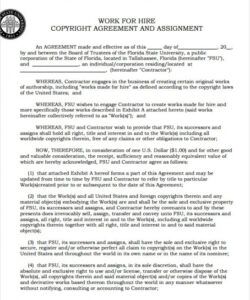 Printable Work Made For Hire Agreement Template Doc Sample