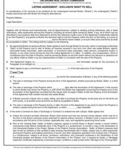 Professional Exclusive Right To Sell Agreement Template Pdf