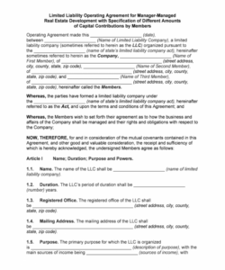 Professional Real Estate Llc Operating Agreement Template Pdf Sample