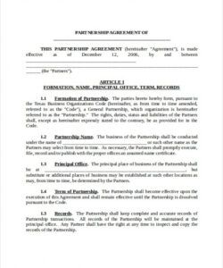 Professional Small Business Partnership Agreement Template Doc