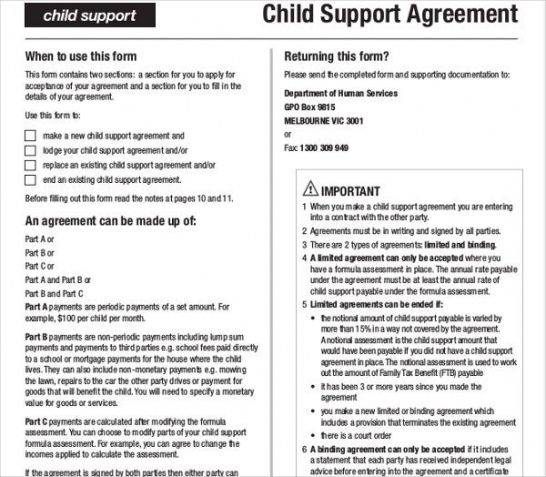Professional Voluntary Child Support Agreement Letter Template