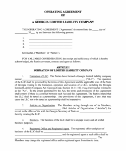 Real Estate Llc Operating Agreement Template Doc Example