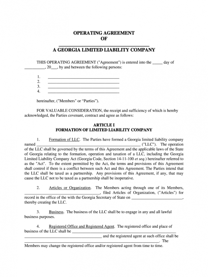 Real Estate Llc Operating Agreement Template Doc Example