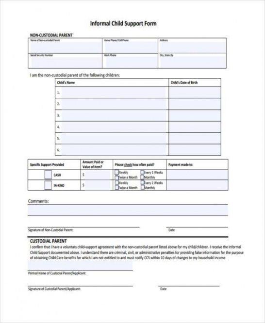 Voluntary Child Support Agreement Letter Template Pdf