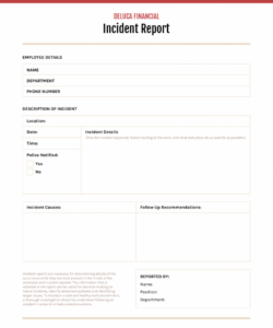 Accident And Incident Report Form Template Doc
