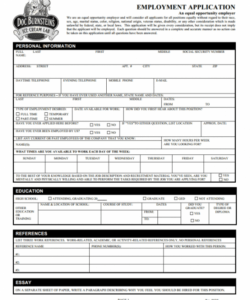 Application Form For A Job Template