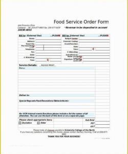 Best Blank Food Order Form Template Word Example