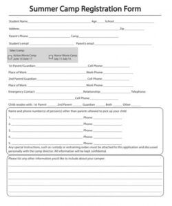 Best Boot Camp Registration Form Template Word Sample