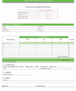 Best Class Reunion Registration Form Template Excel