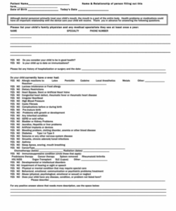 Best Dental Medical History Form Template Word Sample