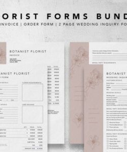 Best Florist Wedding Order Form Template Word Sample
