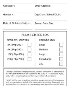 Best Fun Run Registration Form Template