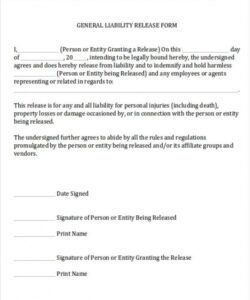 Best Release Of Liability Form Template Doc Sample