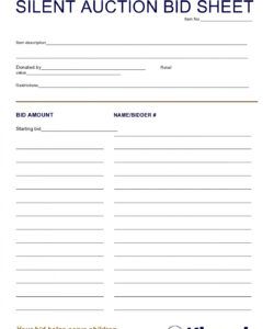 Best Silent Auction Bid Form Template Pdf Sample