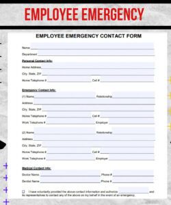 Best Staff Emergency Contact Form Template  Sample