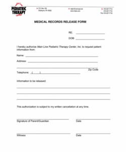 Best Template Medical Records Release Form