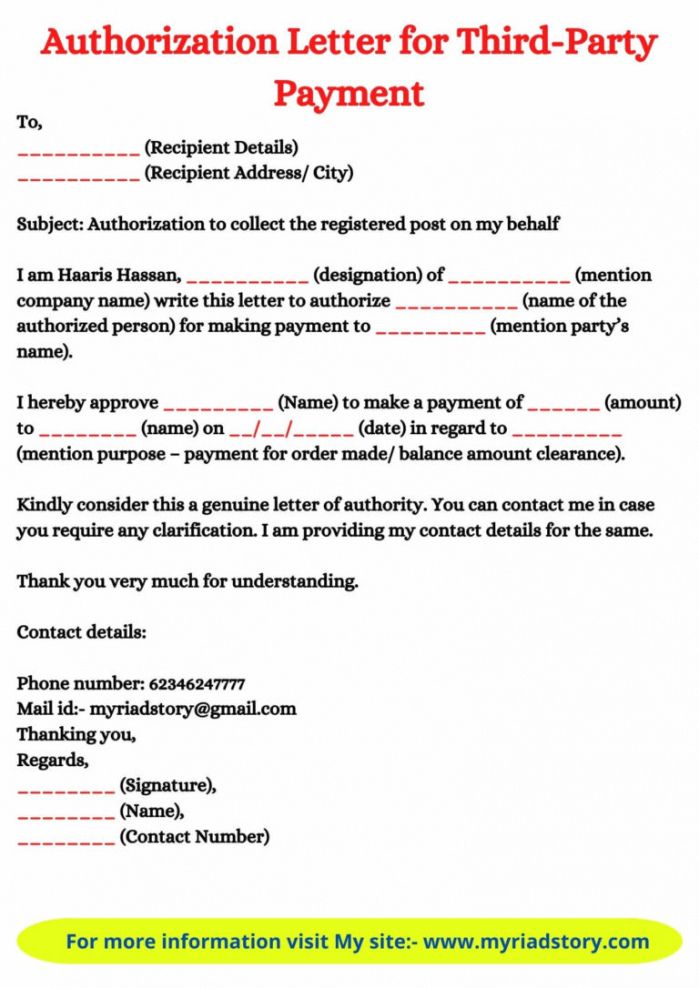 Best Third Party Authority Form Template Word Example