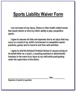 Best Waiver Form Template For Sports Pdf