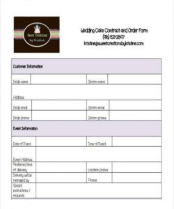 Birthday Cake Order Form Template Pdf Sample